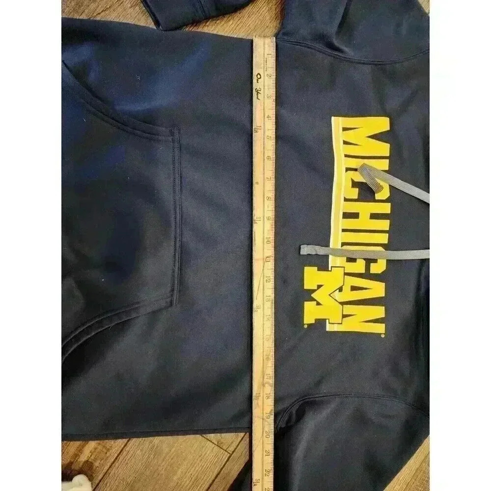 Pro Edge  Men's University of Michigan Wolverines Blue Yellow Hoodie Size M - Picture 6 of 7